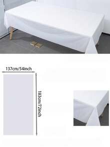 1/2pcs Disposable Party Tablecloth PE Plastic Cloth Birthday Dessert Table Solid Color Tablecloth 108inch Party Birthday Party Decoration Supplies - White - View 7