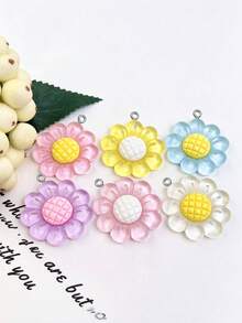 10/20/50pcs Resin Transparent Sunflower Flower Charms, DIY Handmade Accessories For Bracelets, Necklaces, Keychains, Jewelry Making, Pendant Ornaments, Great Small Gift - Flowers - View 1
