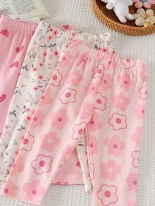 5 quần legging bé gái nhiều màu, mềm thoải mái, họa tiết in, mỏng, cho mùa xuân thu - Nhiều màu - Xem 4