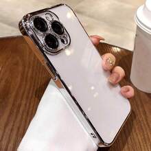 1件電鍍透明極簡全包覆TPU防摔手機殼，適用於Apple 18 Pro Max 17 16 15 14 13 12 11 Pro Max保護殼 - 銀色 - 查看 2