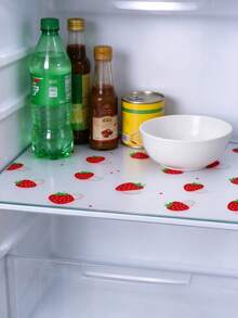 4 Reusable Refrigerator Pads - Bow Print, Drawer Lining, Moisture-Proof Pad, EVA Material Suitable For Refrigerator And Kitchen Decoration (Non Self-Adhesive), Kitchen Essentials/Tools/Supplies/Accessories, Christmas, Kitchen Accessories - Strawberry Pattern - View 9