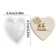 1pc Heart-Shaped Silicone Mold With Couple And Tree Pattern, Suitable For Making Labels, Keychains And Car Decorations; Compatible With Resin, Plaster And Concrete Materials, Also Paintable - Heart-shaped Tree Couple Mold - View 10