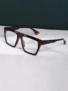 1pc Vintage Unique Asymmetrical Frame Glasses, Men's Women's Daily Wear Photo Fashion Plain Lens - Multicolor - View 14