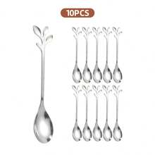 Mini Leaf Coffee Spoon, 10/20/30/40Pcs Stainless Steel Stirring Teaspoon, Multi-Purpose Dessert Fruit Appetizer Spoon For Wedding Christmas Party, Holiday Gift & Stocking Fillers - - - View 19