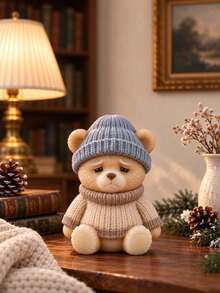 Bear Sweater Mold With Knitted Hat And Sweater, Suitable For Resin, Wax, Plaster Handmade Crafts | Reusable Flexible Silicone Bear-Shaped Mold For DIY Candle Making, Cement Crafts, Handmade Holiday Decorations | Easy Demolding, Suitable For Desktop Gifts - Bear Mold - View 6