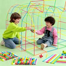 somoving Bộ đồ chơi lắp ráp 150 khối xây dựng ống hút STEM giáo dục, đồ chơi ống hút nhựa lắp ghép dạng ống mỏng kỹ thuật, bộ đồ chơi giáo dục cho trẻ em, quà tặng phù hợp cho bé trai và bé gái - Nhiều màu - Xem 7