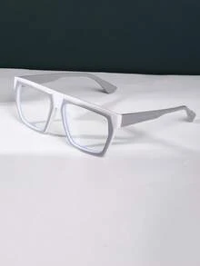 1pc Vintage Unique Asymmetrical Frame Glasses, Men's Women's Daily Wear Photo Fashion Plain Lens - Multicolor - View 15