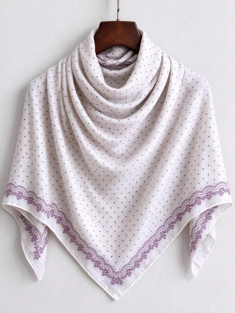 1pc New Polka Dot Pattern Square Silk Scarf Bandana, Versatile For Daily Wear And Commuting - Multicolor - View 1