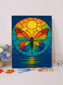 Stained Glass Butterfly Sun (Frameless Or Framed) DIY Paint By Numbers Kit(Acrylic) Arts & Crafts For Adult Beginners Home Wall Decor Holiday Gifts - Sets - View 3