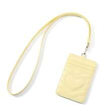 Women's Sweet Heart Quilted Card Holder, Lanyard ID Card Holder, PU Portable Credit Card And Badge Holder, Suitable For Office And School - Multicolor - View 11
