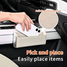 1pc Ultra-Fine Fiber Leather Self-Adhesive Car Multi-Function Storage Box, Universal Car Door Side Storage Organizer, Car/Home/Office Miscellaneous Storage Rack - 2631 - View 5