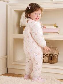 Balabala Newborn's Fleece-Lined Romper, Cute Unisex Baby Jumpsuit For Winter 2026 - Red Hue - View 3