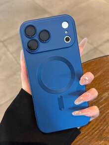 奢華斜跨掛繩磁吸無線充電手機殼，相容 iPhone 18 ProMax 18Pro 17 ProMax 17Pro 16 15 14 13 12 11 Pro Max 16 15 14 Plus，防震鏡頭保護背蓋 - 寶藍色 - 查看 2