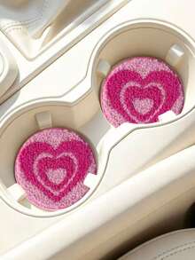 2PCS Plush Cup Coasters Car Cup Holders Exquisite Plush Cup Coasters Anti-Slip Heat-Insulating Cup Coasters Car Interior Cup Holder Protective Pads - Coaster - View 4