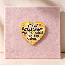 Yellow Heart Enamel Pin, "Your Boundaries Must Be Stronger Than Your Empathy" Quote Brooch, Inspirational Badge For Backpack Jacket Hat, Lovely Gift - Multicolor - View 3