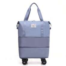 Women's Multi-Functional Foldable Travel Bag With Wheels, Large Capacity Foldable Travel Storage Bag, Extra Large Internal Space Multi-Layer Expandable Luggage Storage Bag, Detachable Roller Design, Suitable For Student Dorms, Travel, Moving And Laundromat, Business Trips, Student Back To School Packing Essential, Massive Loading, Worry-Free Storage, Durable Nylon Material, Multi-Functional Portable, Suitable For Outdoor Travel, Meets Airplane Overhead Bin Requirements - Multicolor - View 14
