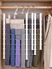 1pc Multi-Layer Folding Pants Rack, Hanging Tiered Pants Organizer, Foldable Space-Saving, Closet Hanging Rack For Trousers, Jeans, Scarves, Wardrobe Clothes Organizer, Minimalist Home Closet Storage Accessory, Multi-Function Clothes Hanging Shelf, Closet Organizer, Wardrobe Organizer, Clothes Storage, Christmas, Christmas Gift - Multicolor - View 5