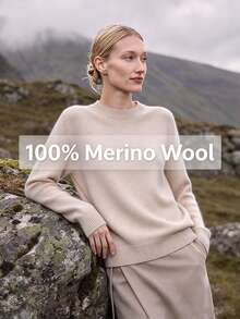 100% Merino Wool Warm Soft Skin-Friendly Beige Christmas Sweater For Autumn/Winter - Beige - View 1