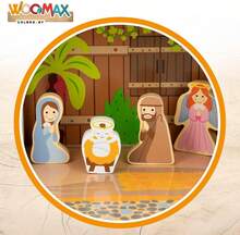 Avant مجموعة ميلاد خشبية من WOOMAX - مجموعة لعب مشهد الميلاد عيد الميلاد 20 قطعة من الخشب الطبيعي مع مهد قابل للتعديل وشخصيات وحيوانات، لعبة تعليمية للأطفال 3+ - بيلين 20 قطعة - مشاهدة 5