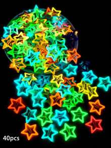 20/40/60pcs Colorful Glow-In-The-Dark Star Hair Clips, Glowing Five-Pointed Star Bangs Side Hair Clips, Women's Fluorescent Hair Accessories, Suitable For Daily Wear, Travel, Night Out, Multi-Color Random Assortment - Glow-in-the-dark - View 9