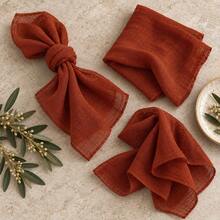 60 Pack Terracotta Cheesecloth Napkins,Gauze Dinner Napkins, Soft Wrinkled Washable Reusable Boho Rustic Cloth Napkins Bulk For Wedding, Party, Birthday, Thanksgiving, Banquet, Christmas Day, Farmhouse Dining, Holiday Table Setting And Home Decor - Rust Red - View 6