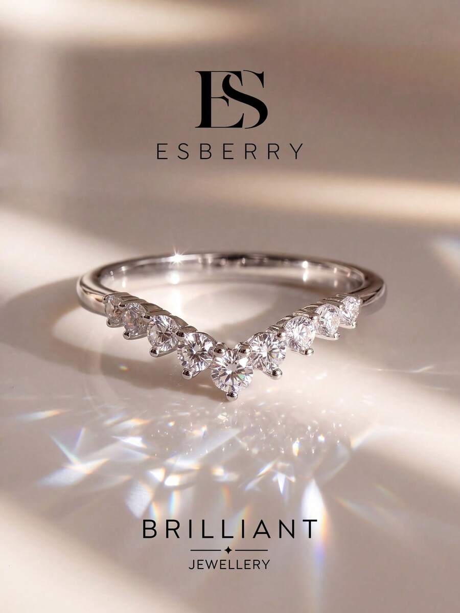 ESBERRY 1pc Elegant Luxury Diamond Crown Ring, Exquisite Women's Jewelry Gift, Suitable For Dating