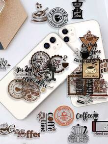 SCXXBSW 50pcs Line-Patterned Coffee Stickers (PET Material) With A Fresh, Minimalist Style-Perfect For Decorating Bicycles, Water Bottles, Manuals, Skateboards, Suitcases, Helmets, And More. An Ideal Gift For Friends And Travel Enthusiasts. - Sticker - View 11