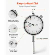 Dial Test Indicator With Metal Base, 0.03 Mm Accuracy, 0-25.4mm Range, Easy To Read Large Dial, Professional For Narrow Area Measurement, Industrial Machining & Inspection, Precision Testing - 1.1 Lbs - View 5