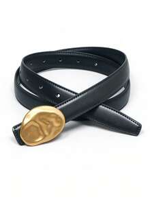 1pc Geometric Metal Buckle Thin Waist Belt For Women, 2026 New Niche Design, White - Multicolor - View 7