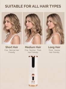 Pengeriting Rambut Otomatis Tanpa Kabel Terbaru 2026, Tersedia 5 Warna, Pengeriting Rambut Otomatis Isi Ulang dengan Layar LCD, Rotasi 2 Arah Sekali Sentuh, Pengeriting Rambut Nirkabel Anti-Panas untuk Wanita, Alat Penata Rambut untuk Perjalanan dengan Sisir, 2 Jepit Rambut & Kantong Penyimpanan - MultiWarna - View 4