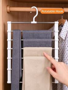 1pc Multi-Layer Folding Pants Rack, Hanging Tiered Pants Organizer, Foldable Space-Saving, Closet Hanging Rack For Trousers, Jeans, Scarves, Wardrobe Clothes Organizer, Minimalist Home Closet Storage Accessory, Multi-Function Clothes Hanging Shelf, Closet Organizer, Wardrobe Organizer, Clothes Storage, Christmas, Christmas Gift - Multicolor - View 4