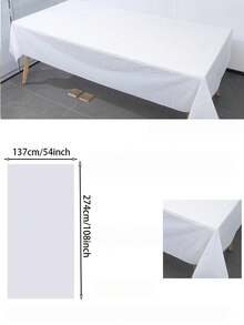 1/2pcs Disposable Party Tablecloth PE Plastic Cloth Birthday Dessert Table Solid Color Tablecloth 108inch Party Birthday Party Decoration Supplies - White - View 6
