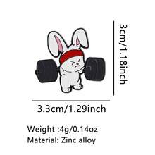 Cute Weightlifting Bunny Enamel Pin, Funny Gym Rabbit Brooch, Fitness Workout Lapel Badge For Backpack Jacket Hat, Sporty Aesthetic Gift For Gym Lover - Multicolor - View 10