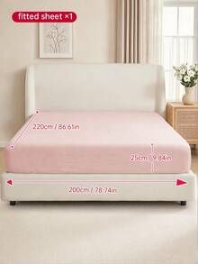 1pc Solid Color Fitted Sheet, Mattress Protector, Mattress Cover, Deep Pocket Fitted Sheet, Soft & Breathable, Fits Various Bed Sizes - Twin, Full, Queen, King, Essential Bedding For Home & Dorm - Baby Pink - View 16