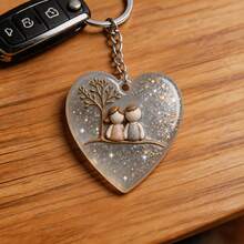 1pc Heart-Shaped Silicone Mold With Couple And Tree Pattern, Suitable For Making Labels, Keychains And Car Decorations; Compatible With Resin, Plaster And Concrete Materials, Also Paintable - Heart-shaped Tree Couple Mold - View 6