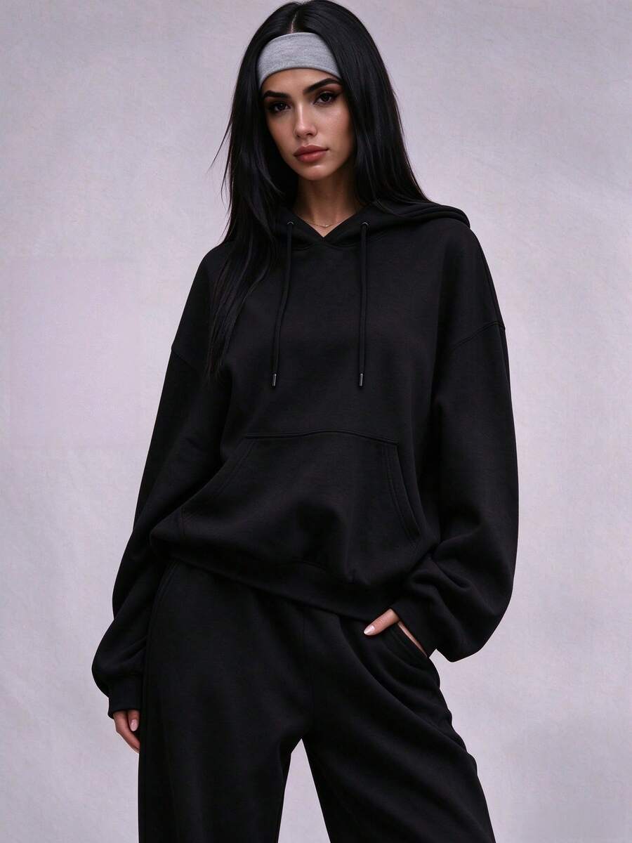 Speed mate Women's Lightweight Hooded Pullover, Drop Shoulder Long Sleeve Drawstring Sweatshirt, Casual Top For Spring/Autumn Sports