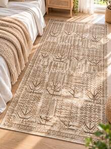 Pinkie Home - 1pc Vintage Print Bohem Living Room Rug Area Rug/Carpet/Bath Mat, Suitable For Bathroom, Kitchen, Entryway, Hallway, Bedside, Living Room, Bedroom, Machine Washable Rug, Home Decor - Mocha Brown - View 4