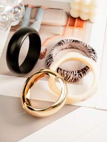 4pcs Elegant Exaggerated Bracelet Set, Suitable For Daily Wear, Party, Vacation, Bohemian Style Versatile Accessory - Multicolor - View 5