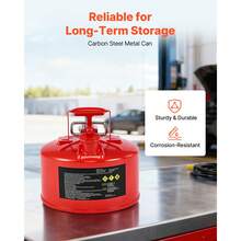 Bidón de Protección de 9,5 L Tipo II, Acero Laminado en Frío, Resistente a la Corrosión, con Supresor de Llamas, Tapa de Cierre Automático y Pico Metálico Flexible, Color Rojo, 297 x 275 mm - A - Ver 3