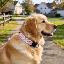 Cute Dog Collar With Bow Tie Pendant, Adjustable Soft Sweet Bow Print Pet Collar, Suitable For Small, Medium And Large Dogs - Pink - View 5
