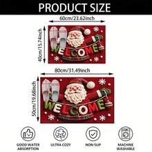 1pc Christmas-Themed Santa Claus And Snowflakes Design Microfiber Bath Rug,Non‑Slip Soft Bathroom Mat,Water‑Absorbent Doormat,Machine Washable,For Bedroom,Kitchen,Entryway,Indoor Use,Home Decor,Perfect Holiday Party Decor Gift,Christmas Decoration - A - View 3