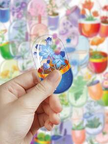 50pcs Capsule Flower Stickers For Scrapbook, Diary, Phone Case, Luggage, Skateboard, Guitar, Tumbler Decoration - Capsule Flower - View 7