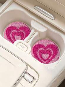 2PCS Plush Cup Coasters Car Cup Holders Exquisite Plush Cup Coasters Anti-Slip Heat-Insulating Cup Coasters Car Interior Cup Holder Protective Pads - Coaster - View 10
