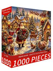 1 Box 1000 Pieces Jigsaw Puzzle Toy, Holiday Style Puzzle - Halloween Puzzle, Christmas Puzzle, Size 70cm*50cm, Oil Painting Landscape And Cartoon Pattern, Adult Stress Relief, Decorative Artwork, Suitable For Halloween, Christmas, Birthday Gift - Multicolor - View 11
