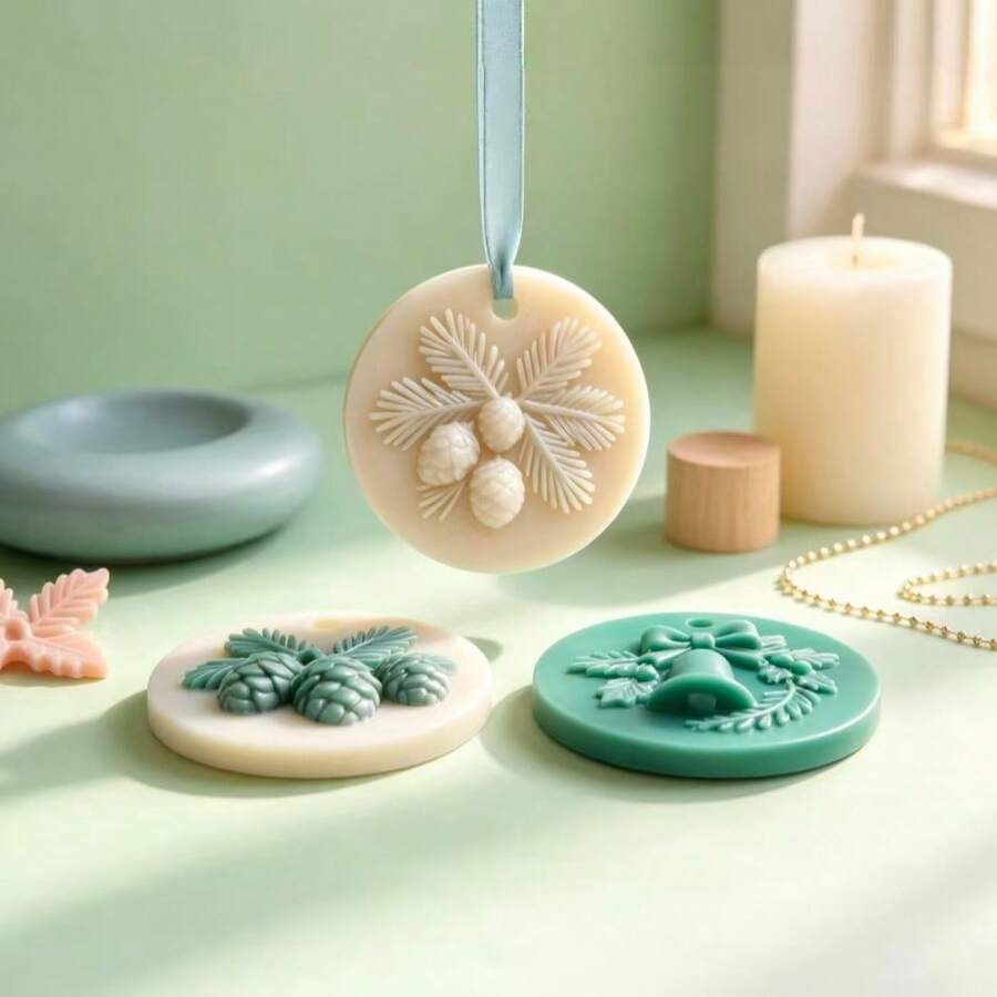 Christmas Hanging Ornament Silicone Mold DIY Handmade Candle Aromatherapy Plaster Soap Silicone Mold - White - View 1