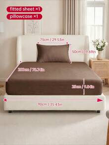 2/3pcs Solid Color Fitted Sheets, Mattress Protector, Mattress Cover, Deep Pocket Bed Sheets, Soft & Breathable, Fits All Bed Sizes - Twin, Full, Queen, King, 9-12 Inches/25cm Deep Pocket, Machine Washable, Brown - Brown - View 11