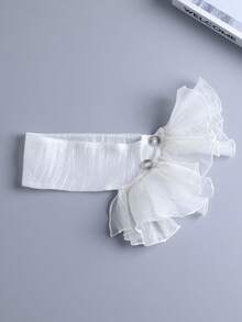 1pc White Sheer Ruffled Bow Collar Flower, Button Decor Detachable Neck Ornament, Elegant Women Accessory For Shirts, Dresses & Sweet Daily Outfits - A - View 12