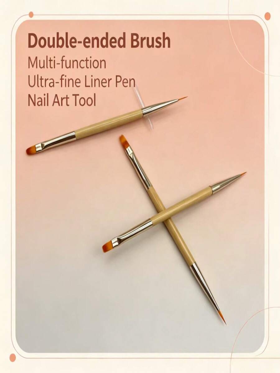 Portable Nail Painting Stylus, Fine Line Tip & Flat Head Brush For Beginner Nail Craft
