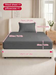 2/3pcs Solid Color Fitted Sheets Mattress Protector, Deep Pocket Bed Sheets, Soft & Breathable, Fits All Bed Sizes - Twin, Full, Queen, King, 9-12 Inches/25cm Deep Pocket, Machine Washable, Dark Gray - Dark Grey - View 27