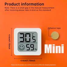 1pc/2pcs/3pcs Mini Temperature & Humidity Meter, Indoor Thermometer, Easy To Read, Compact Digital Hygrometer And Thermometer - Indoor/Outdoor Temperature And Humidity Meter, Battery Powered, Accurate Measurement, Reptile, Christmas Gift - White - View 8